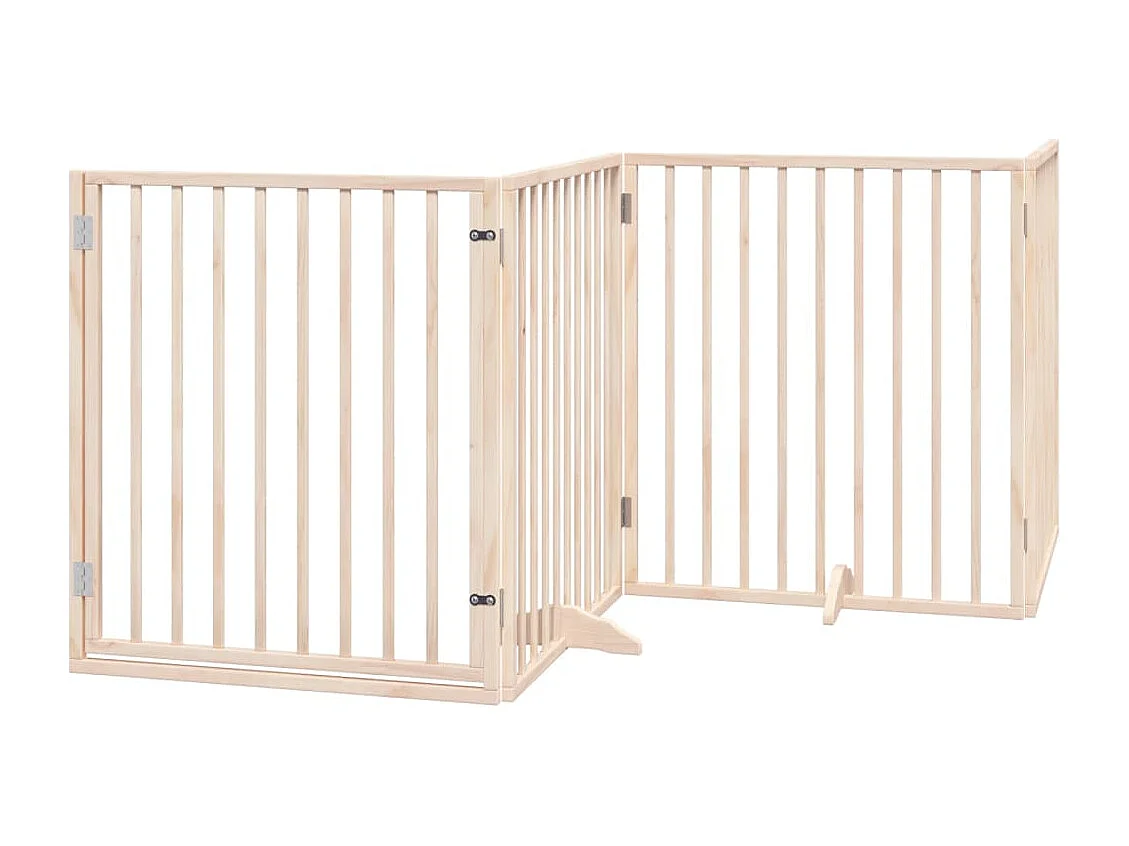Barrière pour chiens avec porte 4 panneaux bois de peuplier