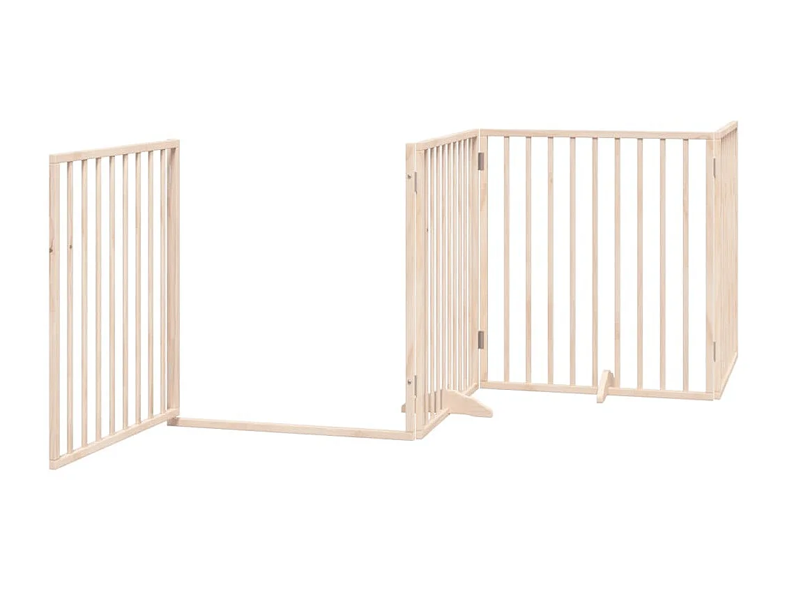 Barrière pour chiens avec porte 4 panneaux bois de peuplier