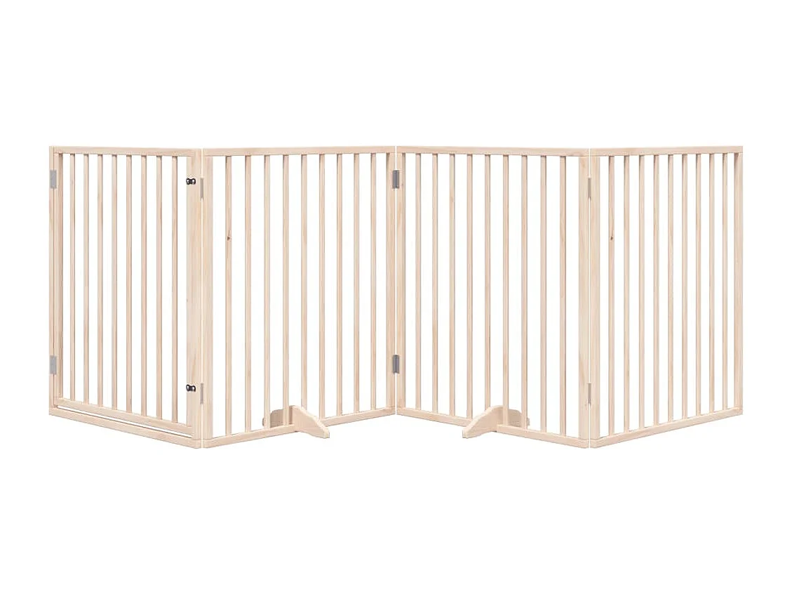 Barrière pour chiens avec porte 4 panneaux bois de peuplier