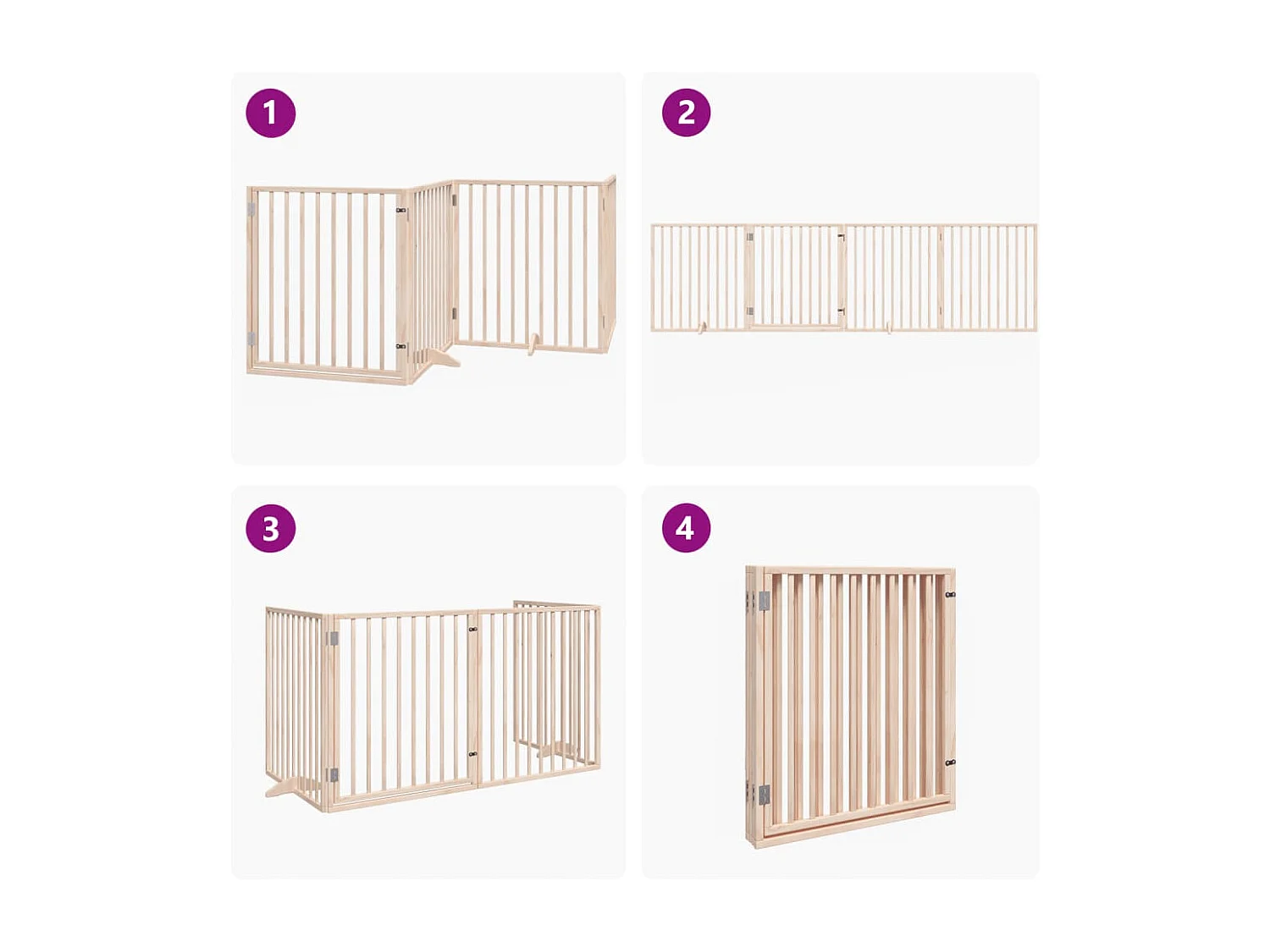 Barrière pour chiens avec porte 4 panneaux bois de peuplier