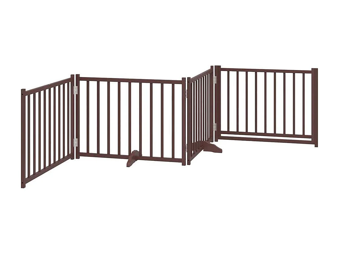 Barrière pour chiens avec porte 4 panneaux bois de sapin massif