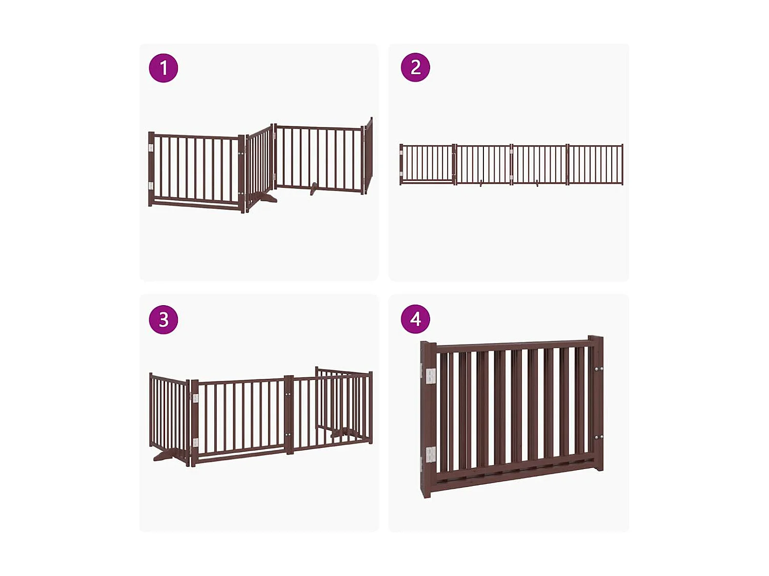 Barrière pour chiens avec porte 4 panneaux bois de sapin massif