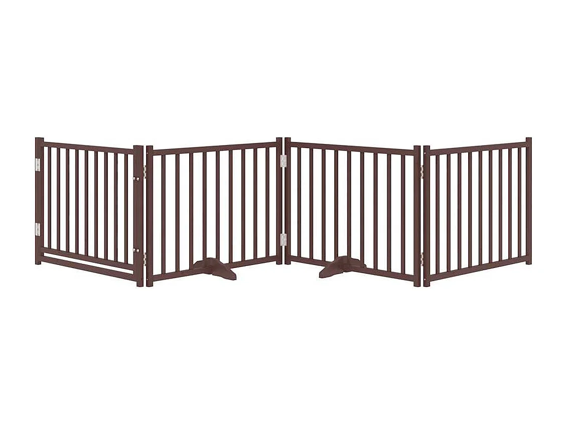 Barrière pour chiens avec porte 4 panneaux bois de sapin massif