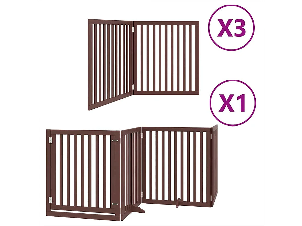 Barrière pour chien porte pliable 10 panneaux bois de peuplier