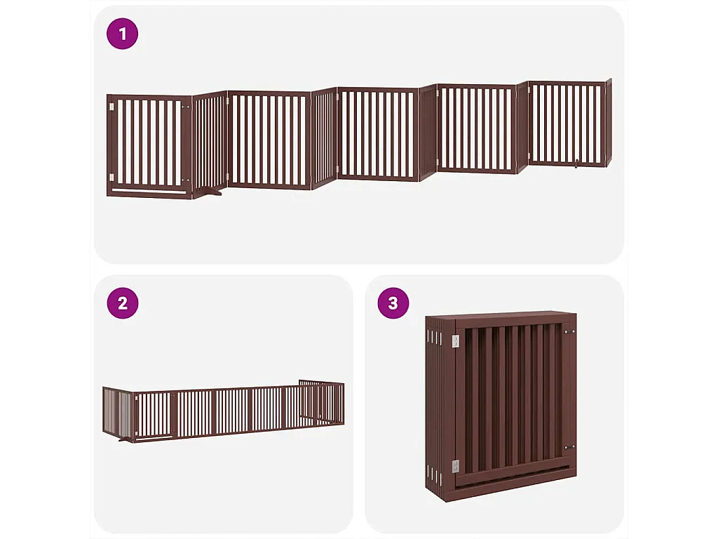Puerta de perros plegable 10 paneles madera álamo marrón 800 cm