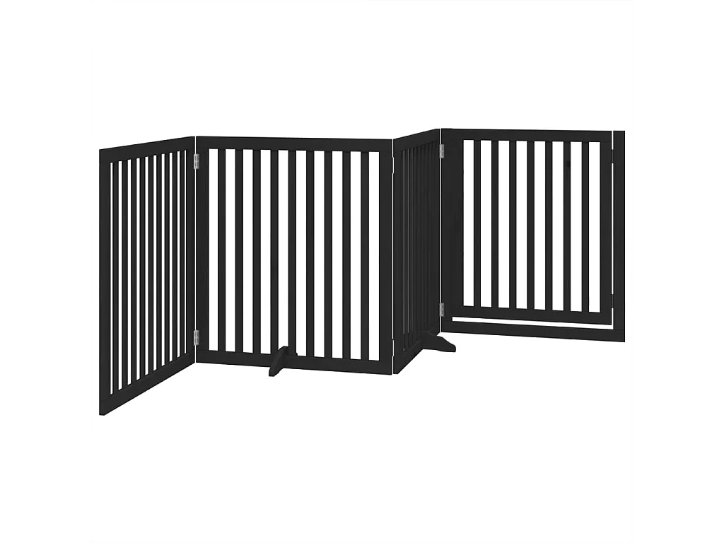 Portão para cães com porta dobrável 4 painéis 320 cm álamo preto