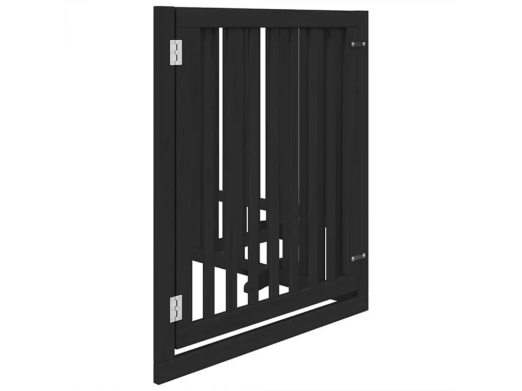 Barrière pour chiens et porte 4 panneaux noir bois de peuplier