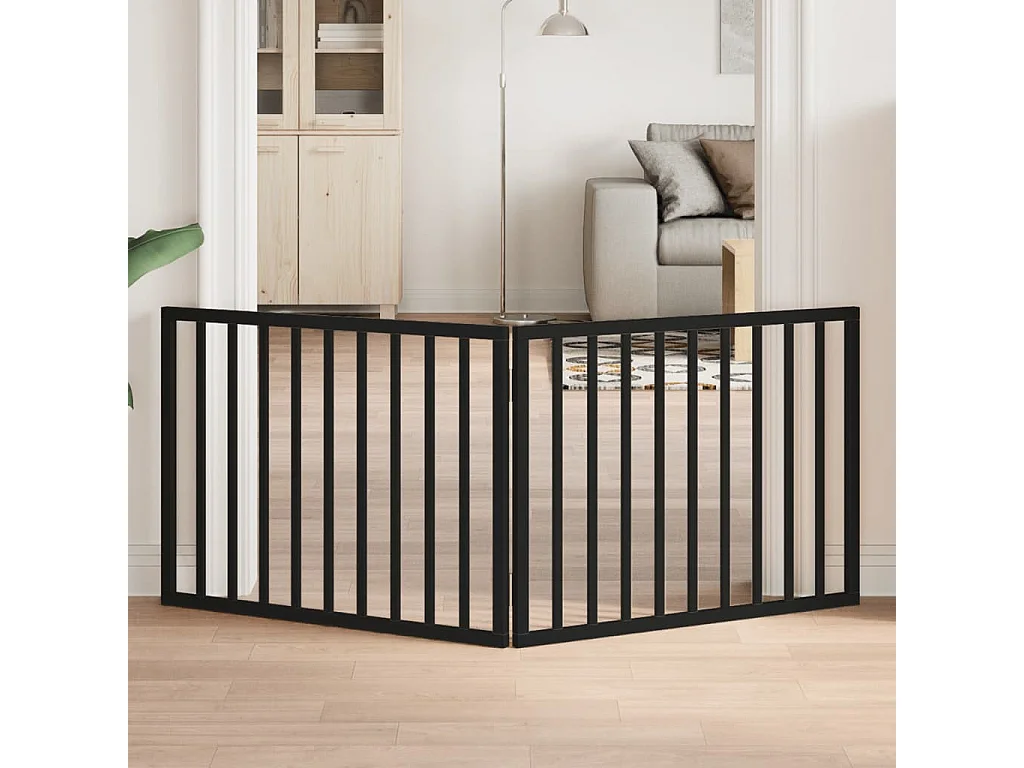 Barrière pour chien pliable à 2 panneaux Noir 160 cm Bois de peuplier