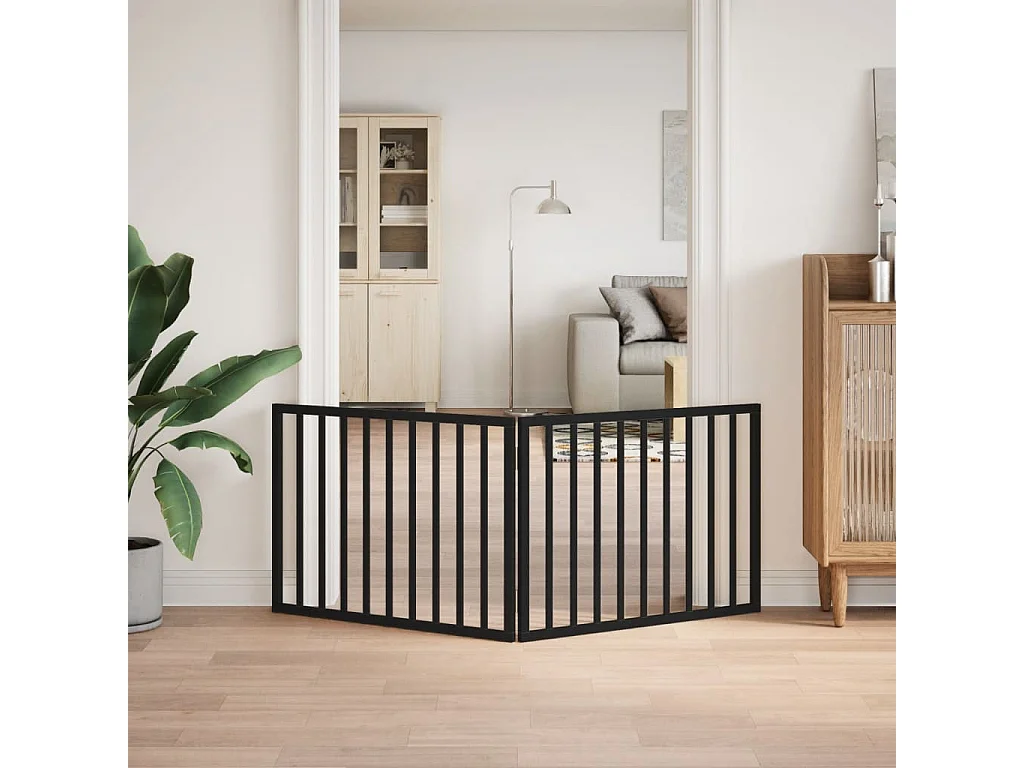 Barrière pour chien pliable à 2 panneaux Noir 160 cm Bois de peuplier