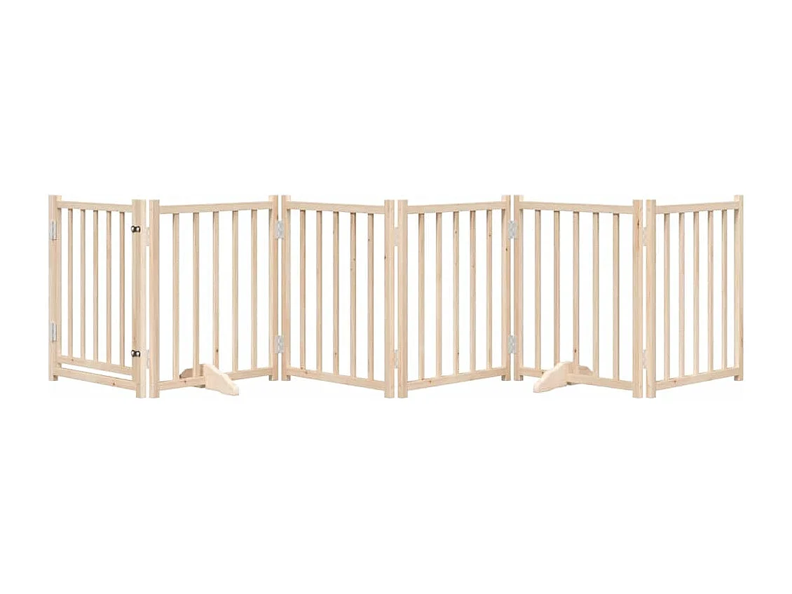 Portão para cães com porta dobrável 6 painéis 300 cm abeto maciço