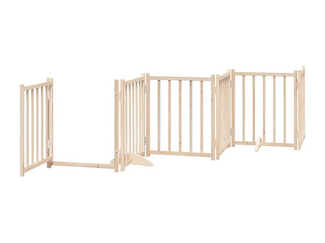 Portão para cães com porta dobrável 6 painéis 300 cm abeto maciço