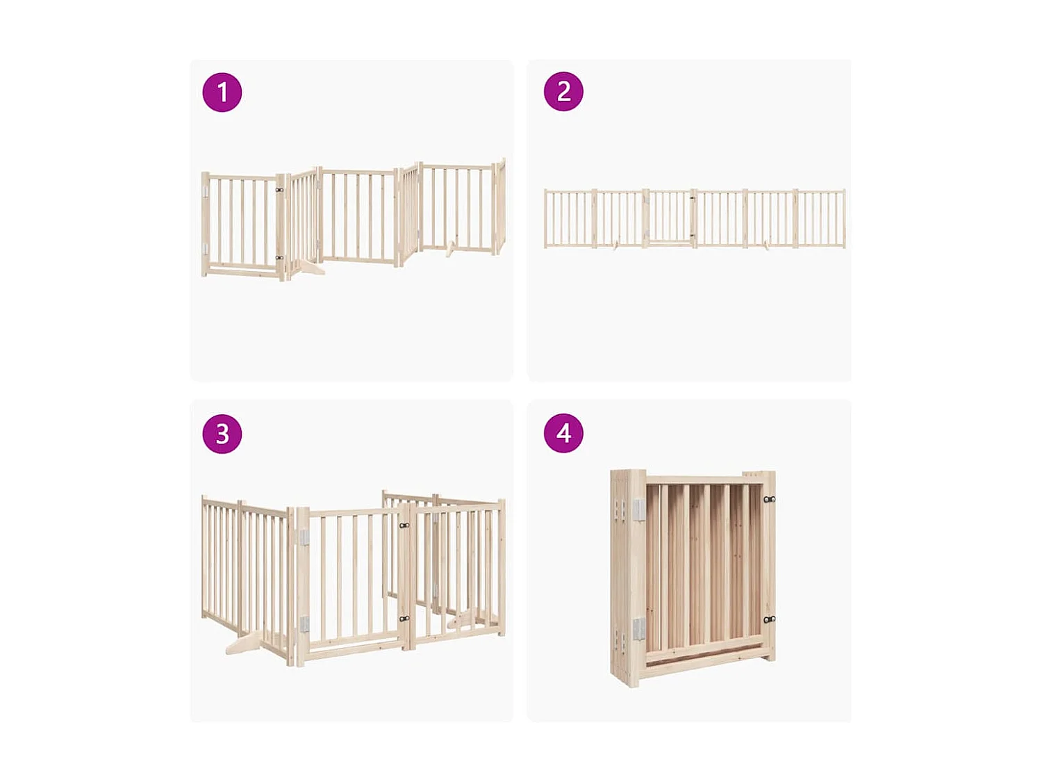 Portão para cães com porta dobrável 6 painéis 300 cm abeto maciço