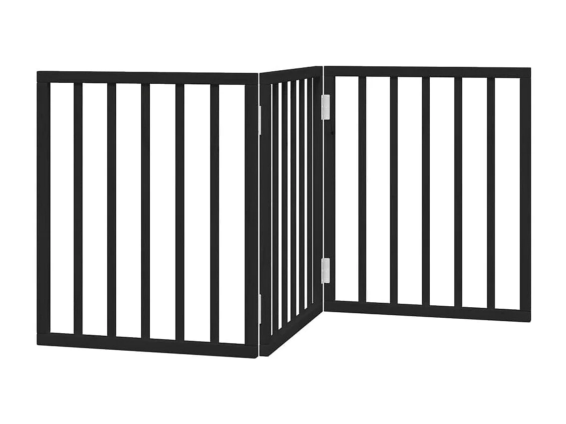 Barrière pour chien pliable 3 panneaux noir bois de peuplier