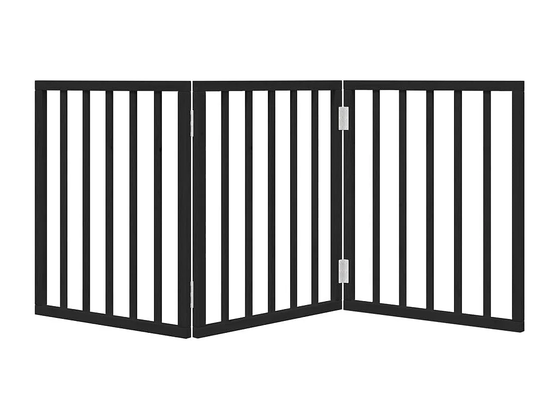 Barrière pour chien pliable 3 panneaux noir bois de peuplier
