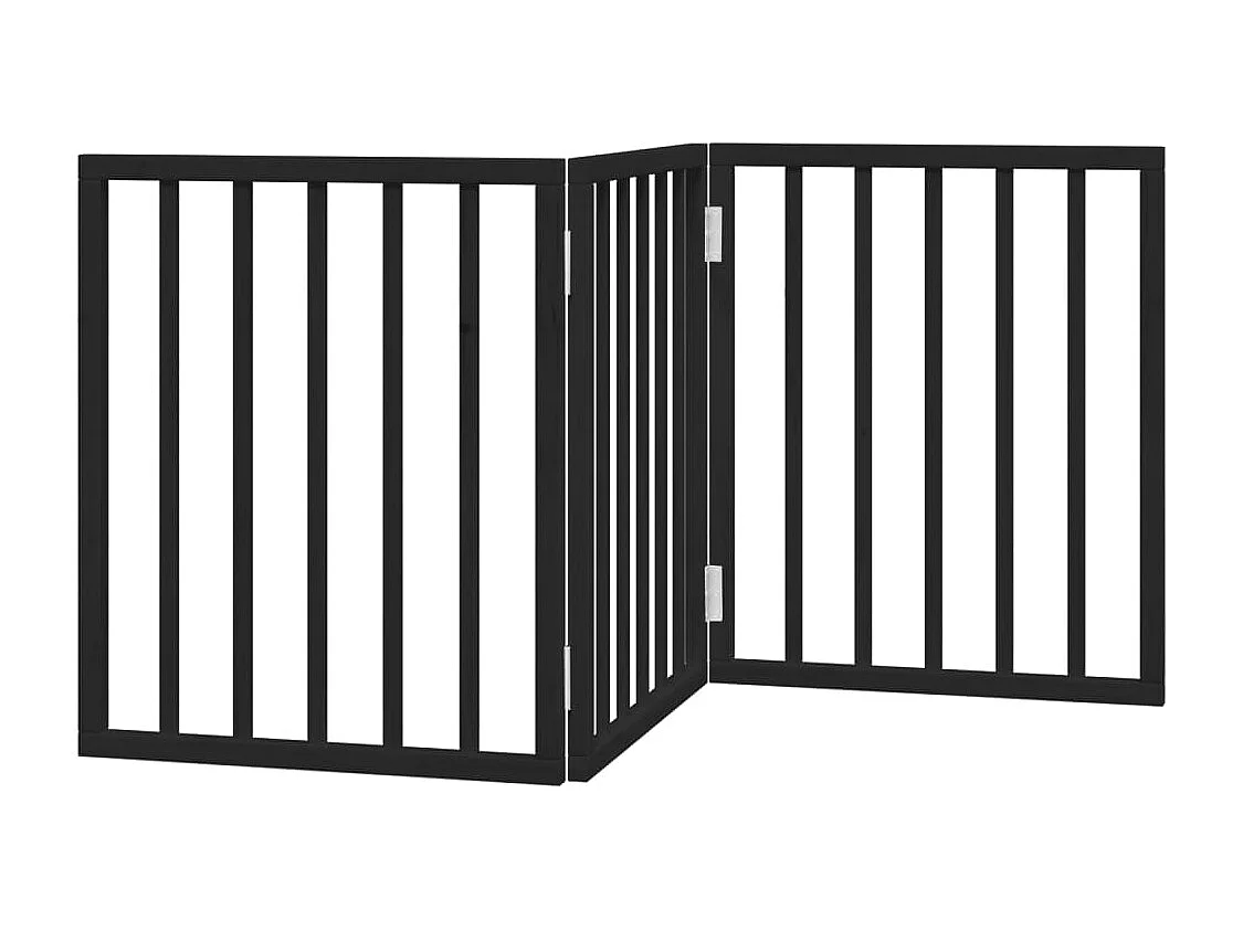 Barrière pour chien pliable 3 panneaux noir bois de peuplier