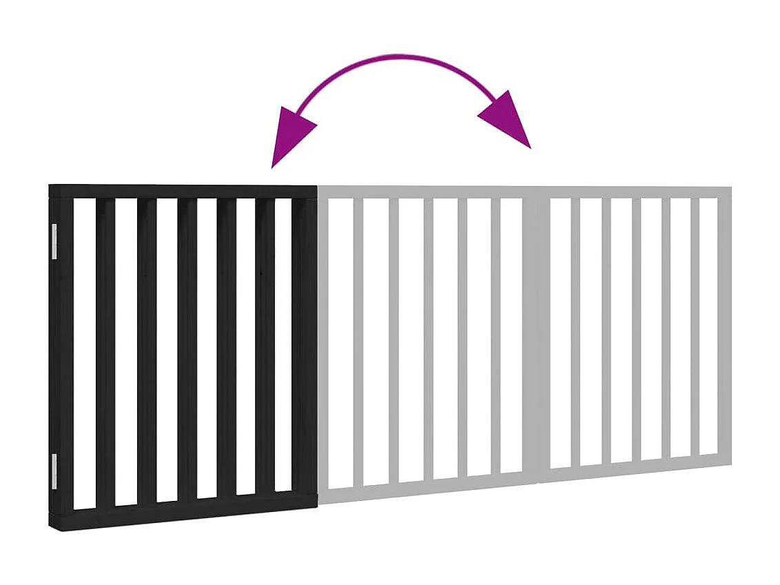 Barrière pour chien pliable 3 panneaux noir bois de peuplier