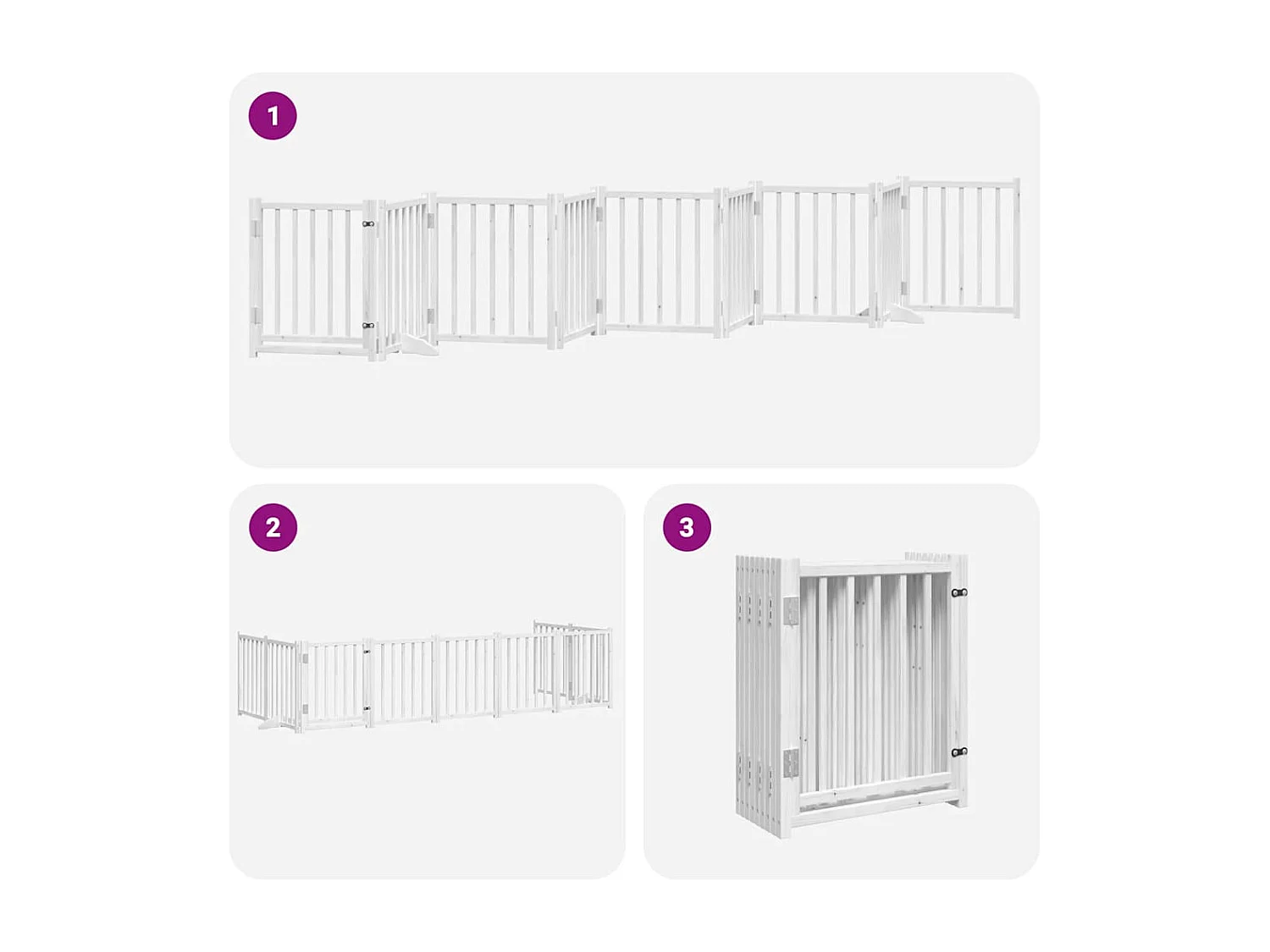 Barrière pour chien porte pliable 9 panneaux blanc bois peuplier