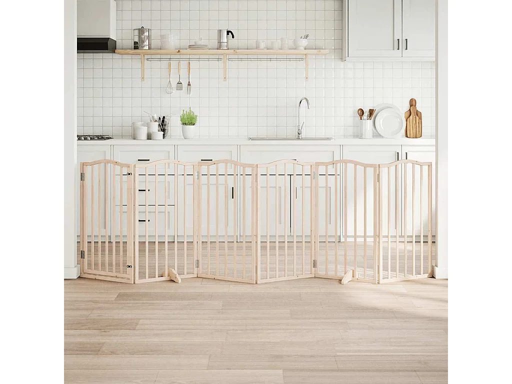 Puerta para perros con puerta plegable de 6 paneles, 300 cm, madera de álamo