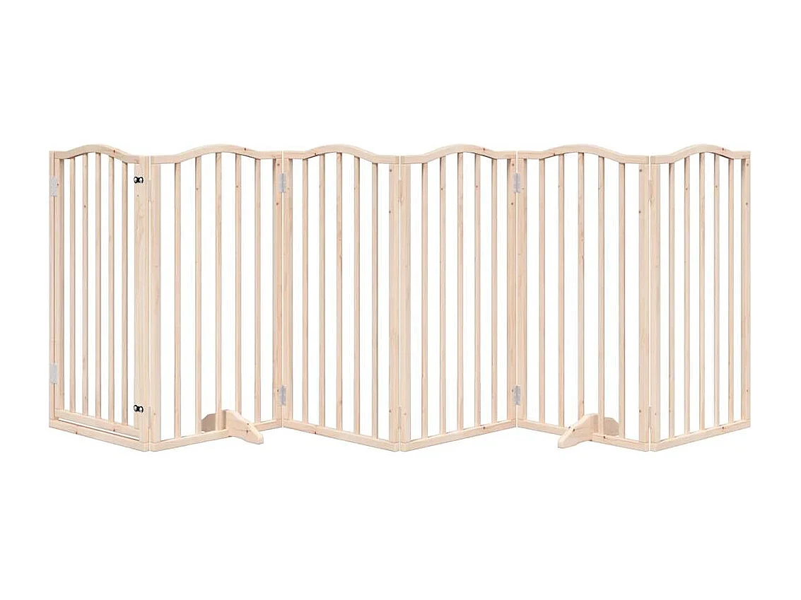 Puerta para perros con puerta plegable de 6 paneles, 300 cm, madera de álamo
