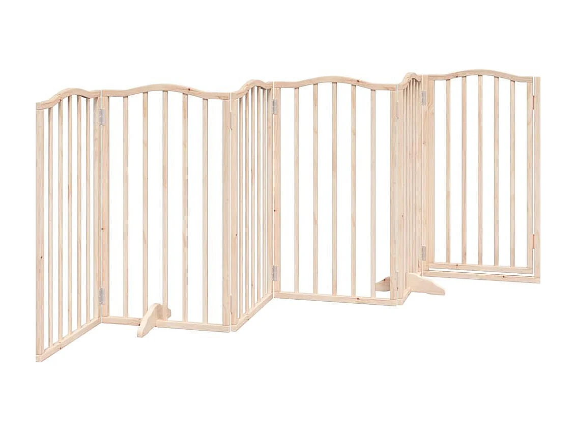 Puerta para perros con puerta plegable de 6 paneles, 300 cm, madera de álamo