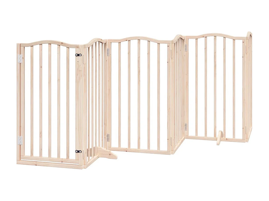 Barrière pour chien avec porte pliable 6 panneaux 300 cm Bois de peuplier