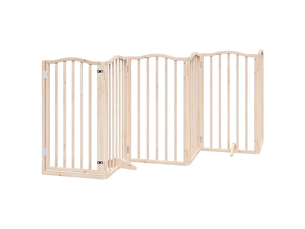 Puerta para perros con puerta plegable de 6 paneles, 300 cm, madera de álamo