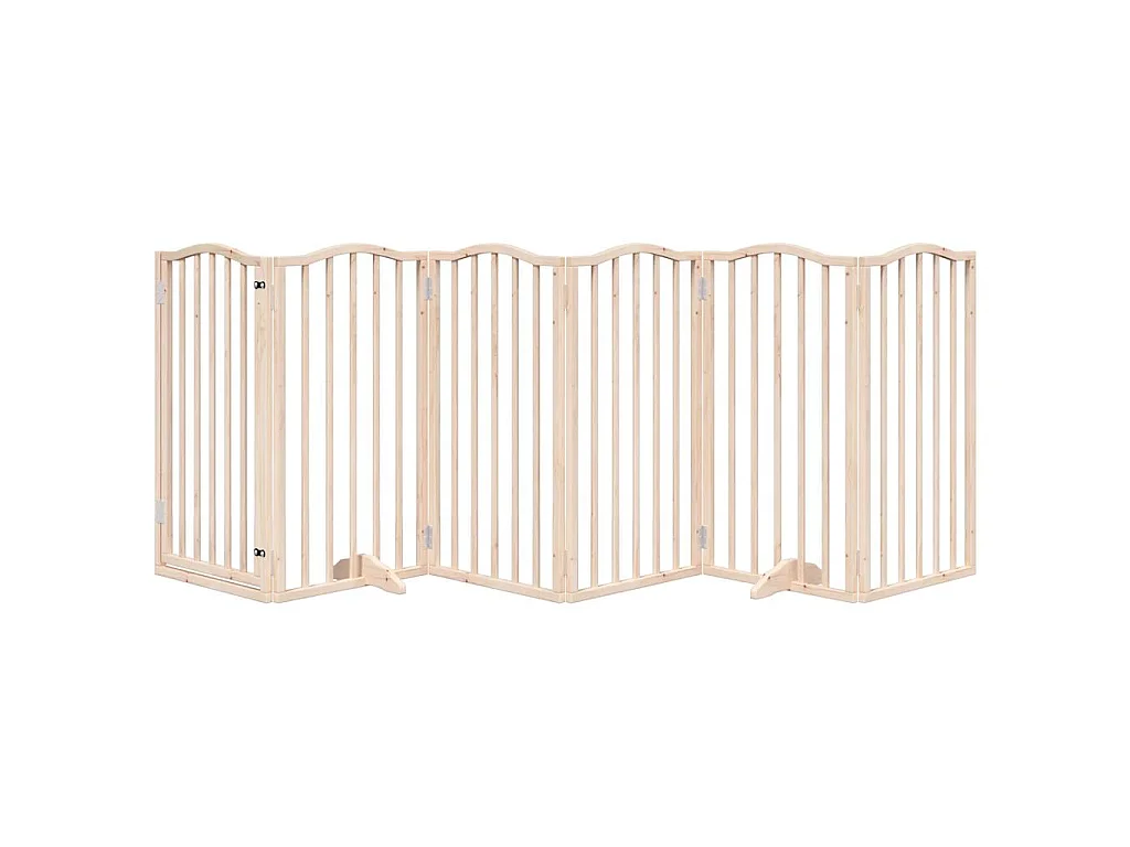 Puerta para perros con puerta plegable de 6 paneles, 300 cm, madera de álamo