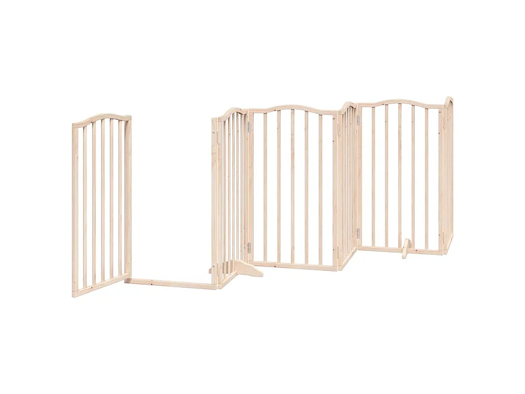 Puerta para perros con puerta plegable de 6 paneles, 300 cm, madera de álamo