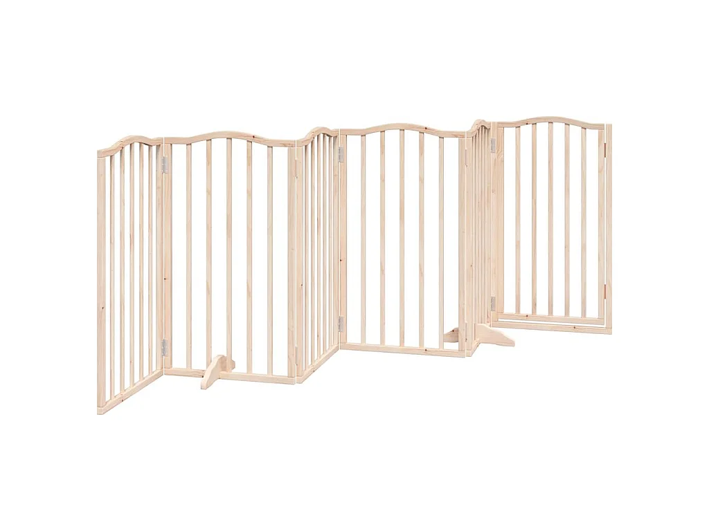 Puerta para perros con puerta plegable de 6 paneles, 300 cm, madera de álamo