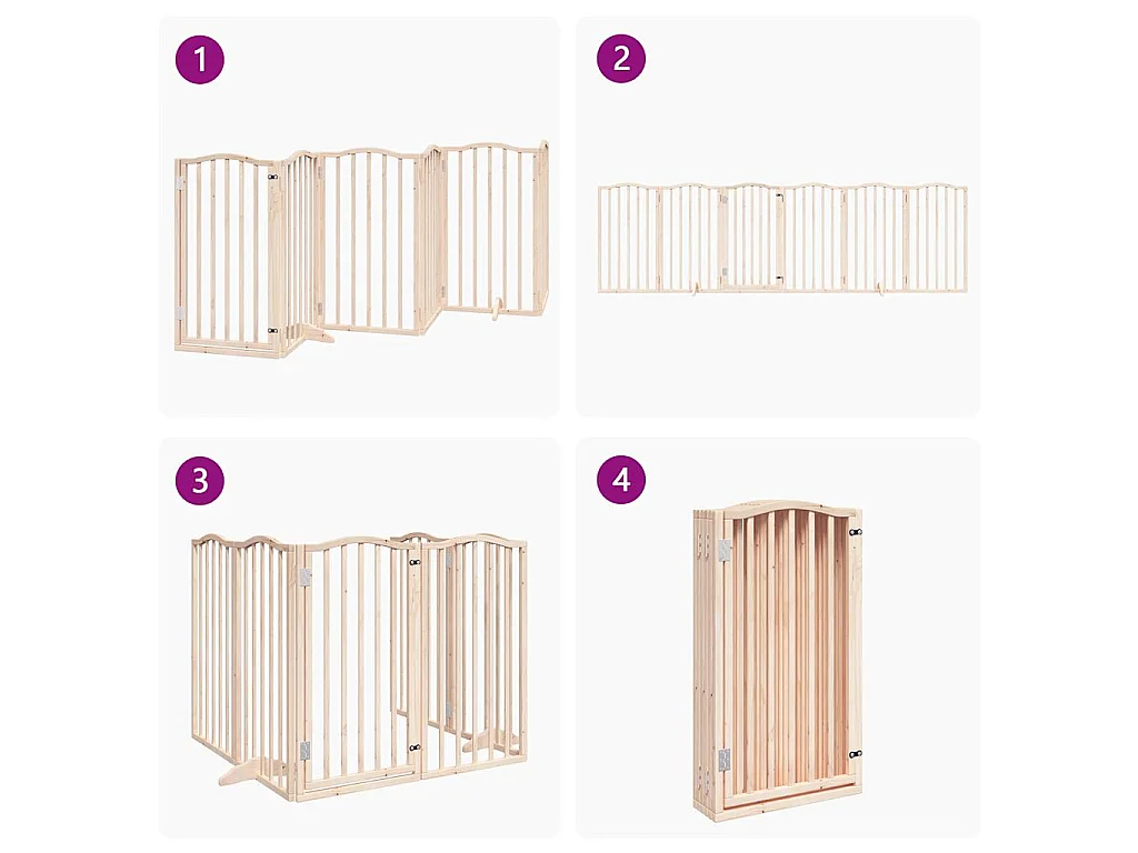 Puerta para perros con puerta plegable de 6 paneles, 300 cm, madera de álamo