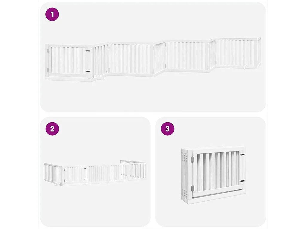 Portão para cães com porta dobrável 8 painéis 640 cm álamo branco