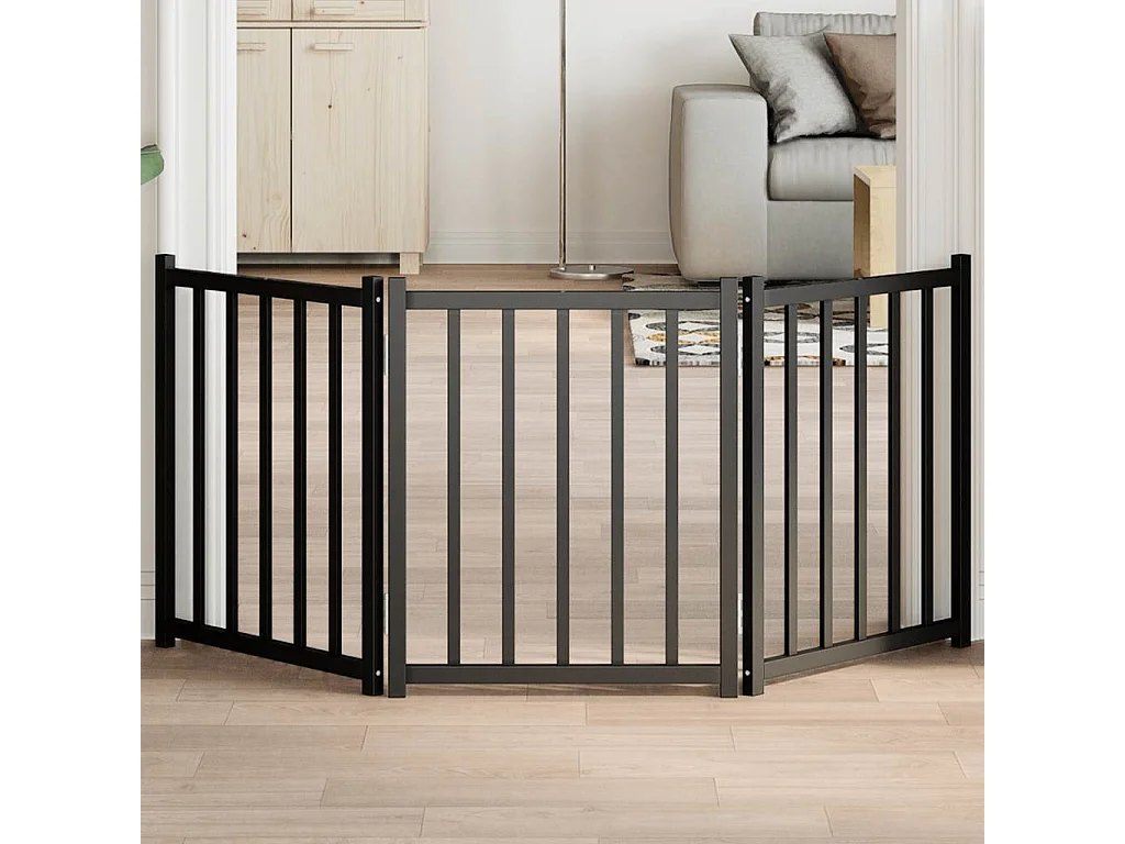 Barrière pour chien pliable 3 panneaux 150 cm bois sapin massif