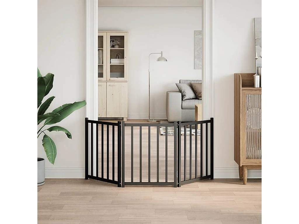 Barrière pour chien pliable 3 panneaux 150 cm bois sapin massif