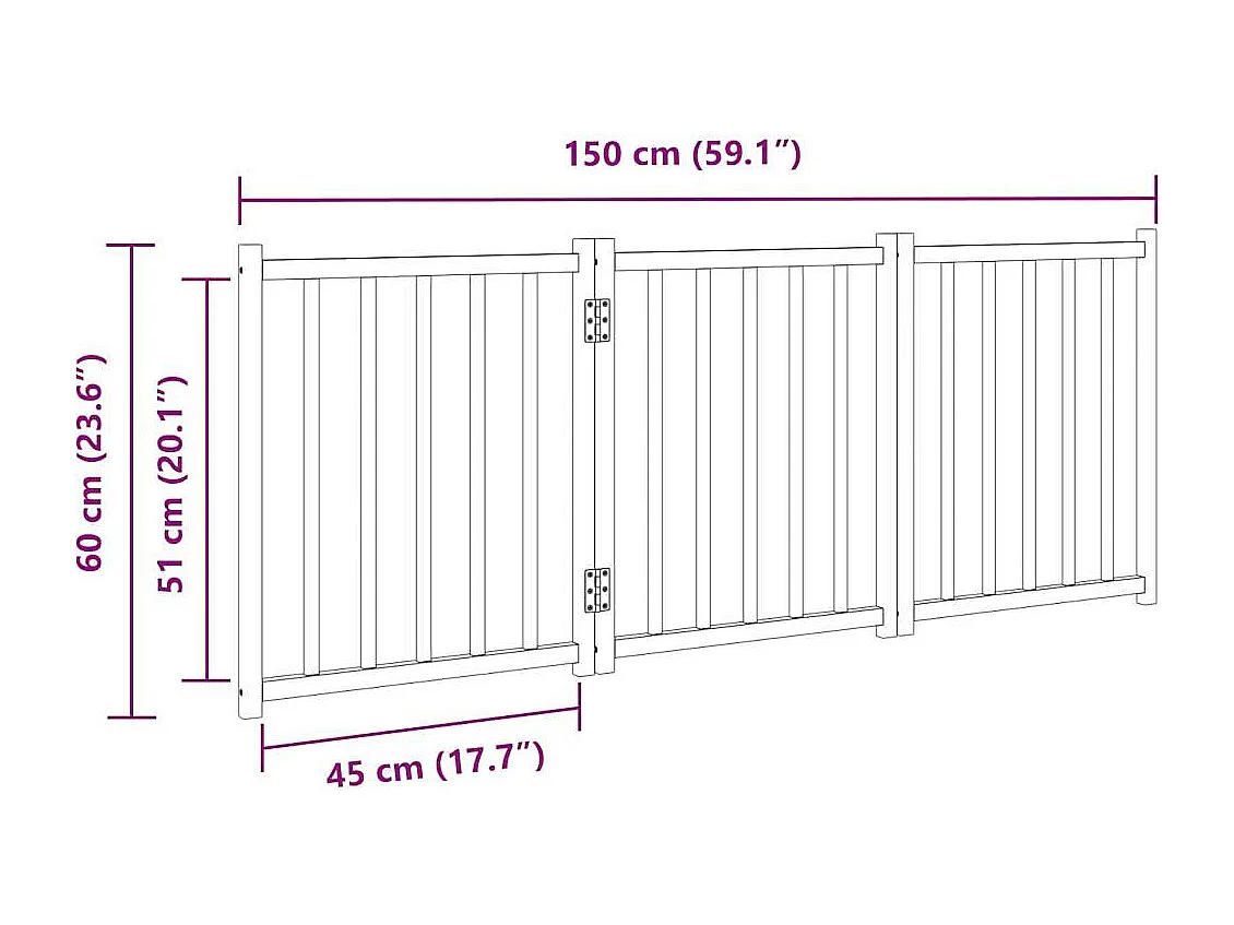 Barrière pour chien pliable 3 panneaux 150 cm bois sapin massif
