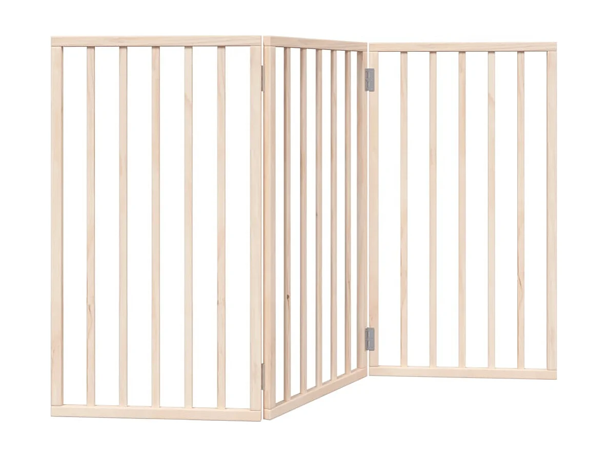 Portão para cães dobrável 3 painéis 150 cm madeira de álamo
