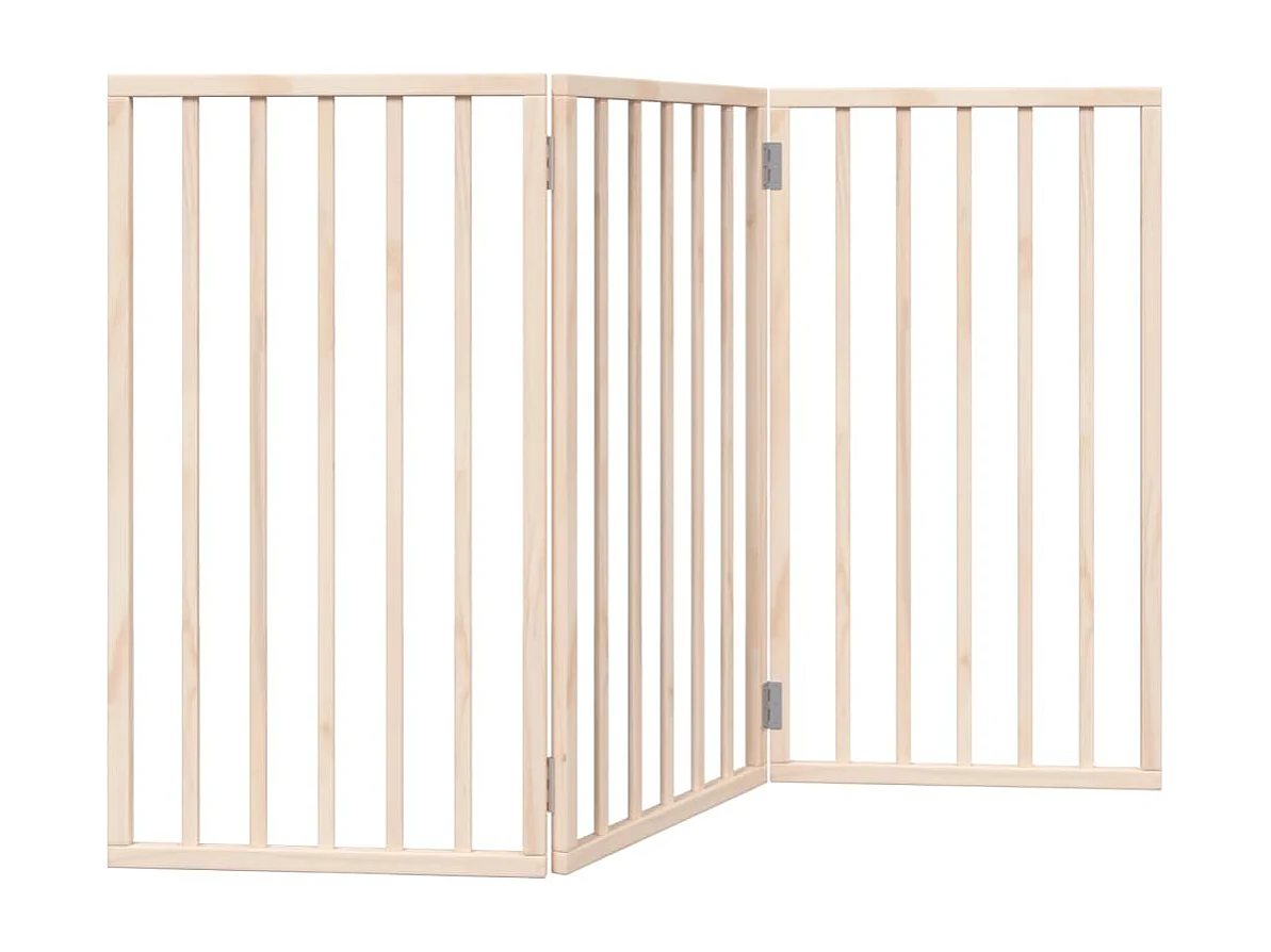 Portão para cães dobrável 3 painéis 150 cm madeira de álamo