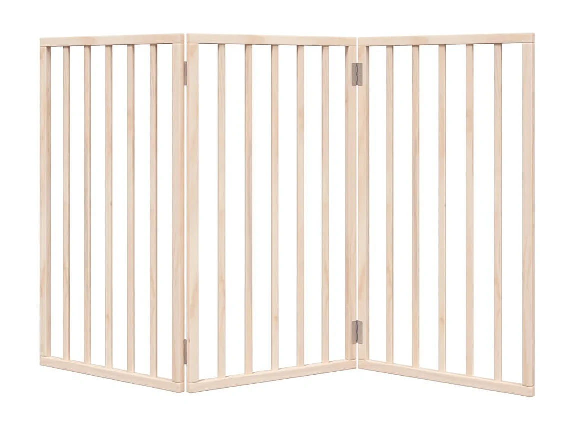 Portão para cães dobrável 3 painéis 150 cm madeira de álamo
