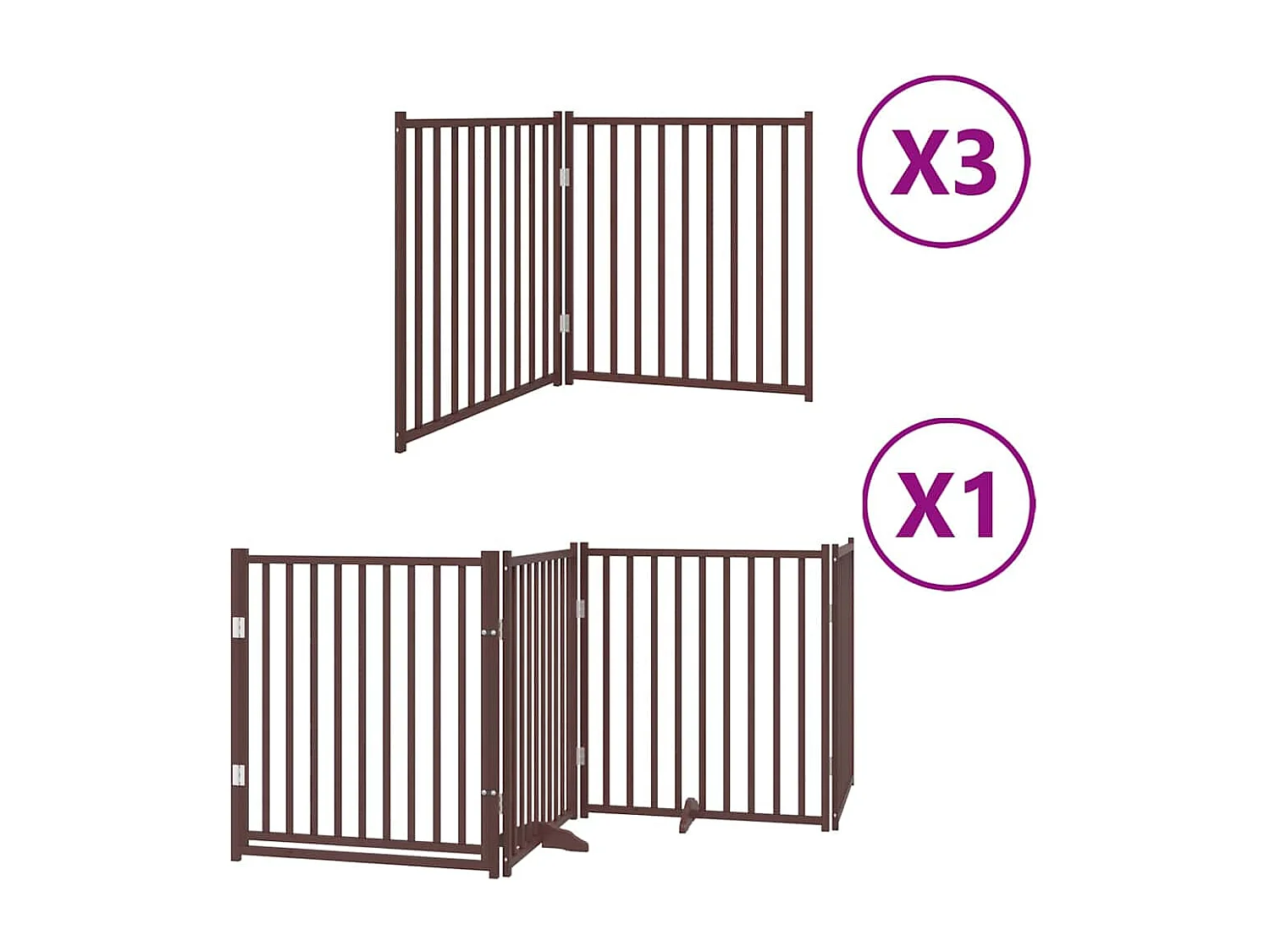 Puerta de perros plegable 10 paneles madera álamo marrón 800 cm