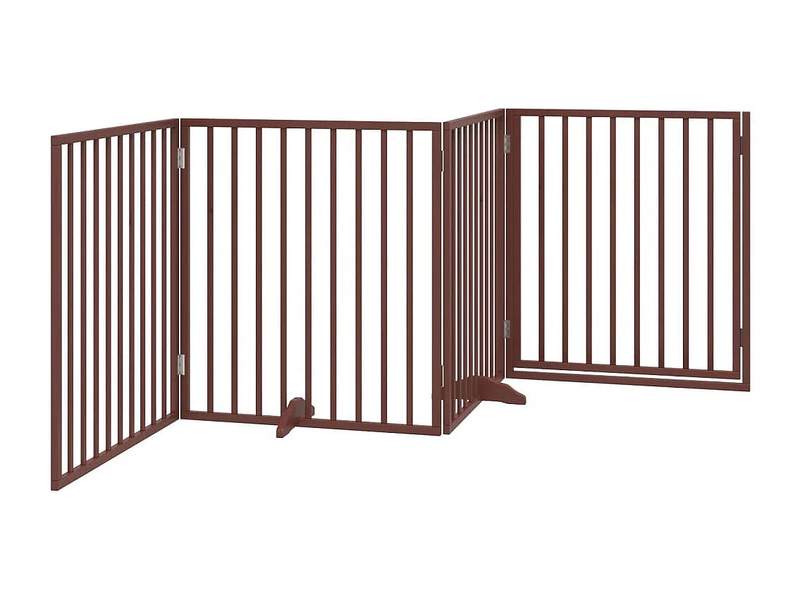 Porte pour chien pliable à 4 panneaux, marron, 320 cm, bois de peuplier