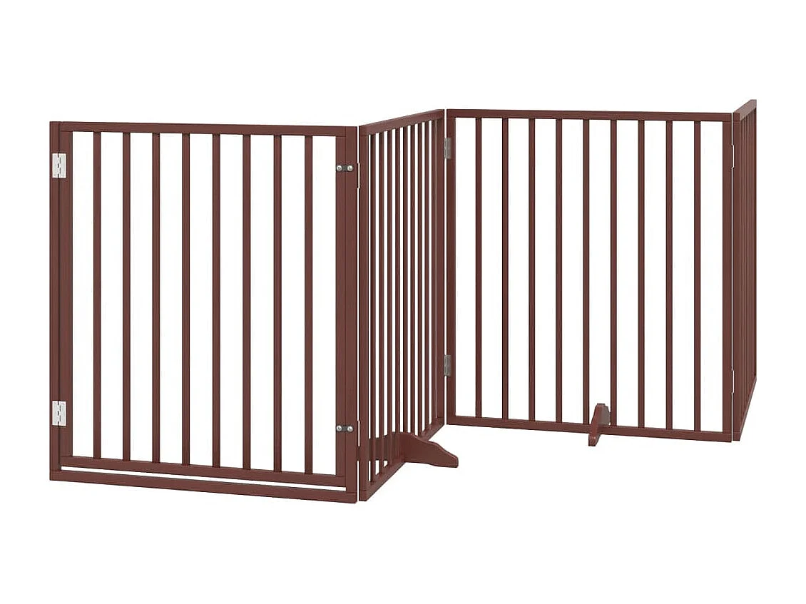 Porte pour chien pliable à 4 panneaux, marron, 320 cm, bois de peuplier