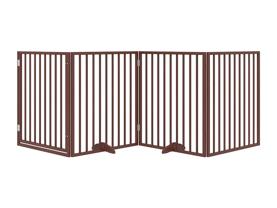 Porte pour chien pliable à 4 panneaux, marron, 320 cm, bois de peuplier