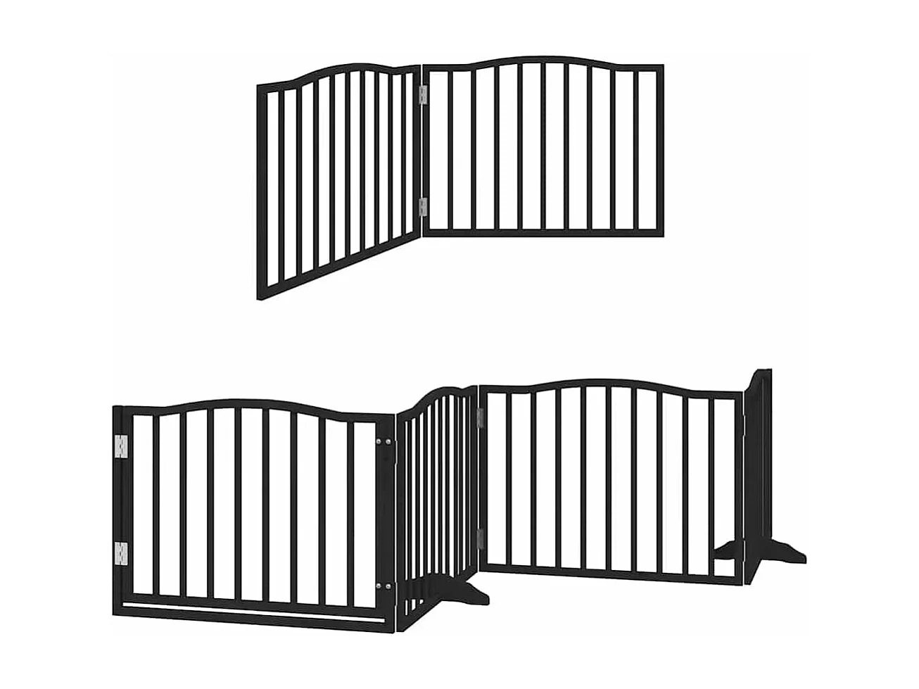 Barrière pour chien porte pliable 6 panneaux noir bois peuplier