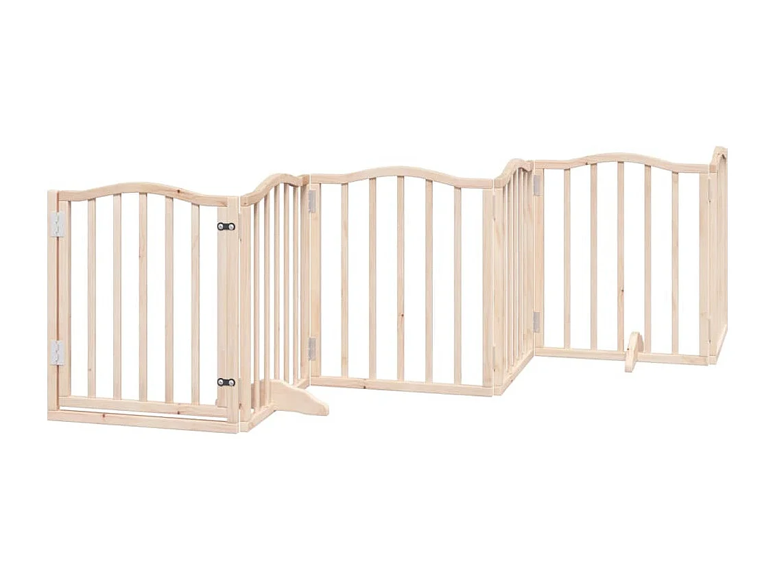 Barrière pour chiens avec porte 6 panneaux bois de peuplier