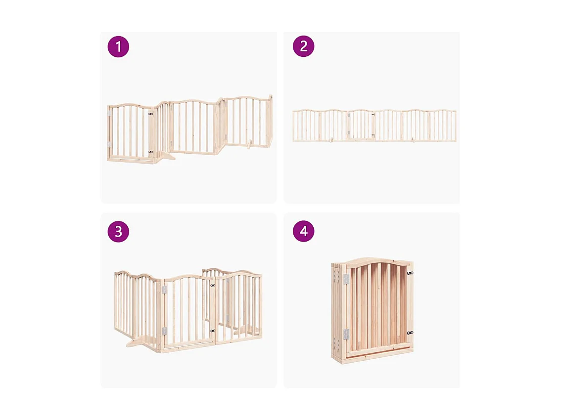 Barrière pour chiens avec porte 6 panneaux bois de peuplier