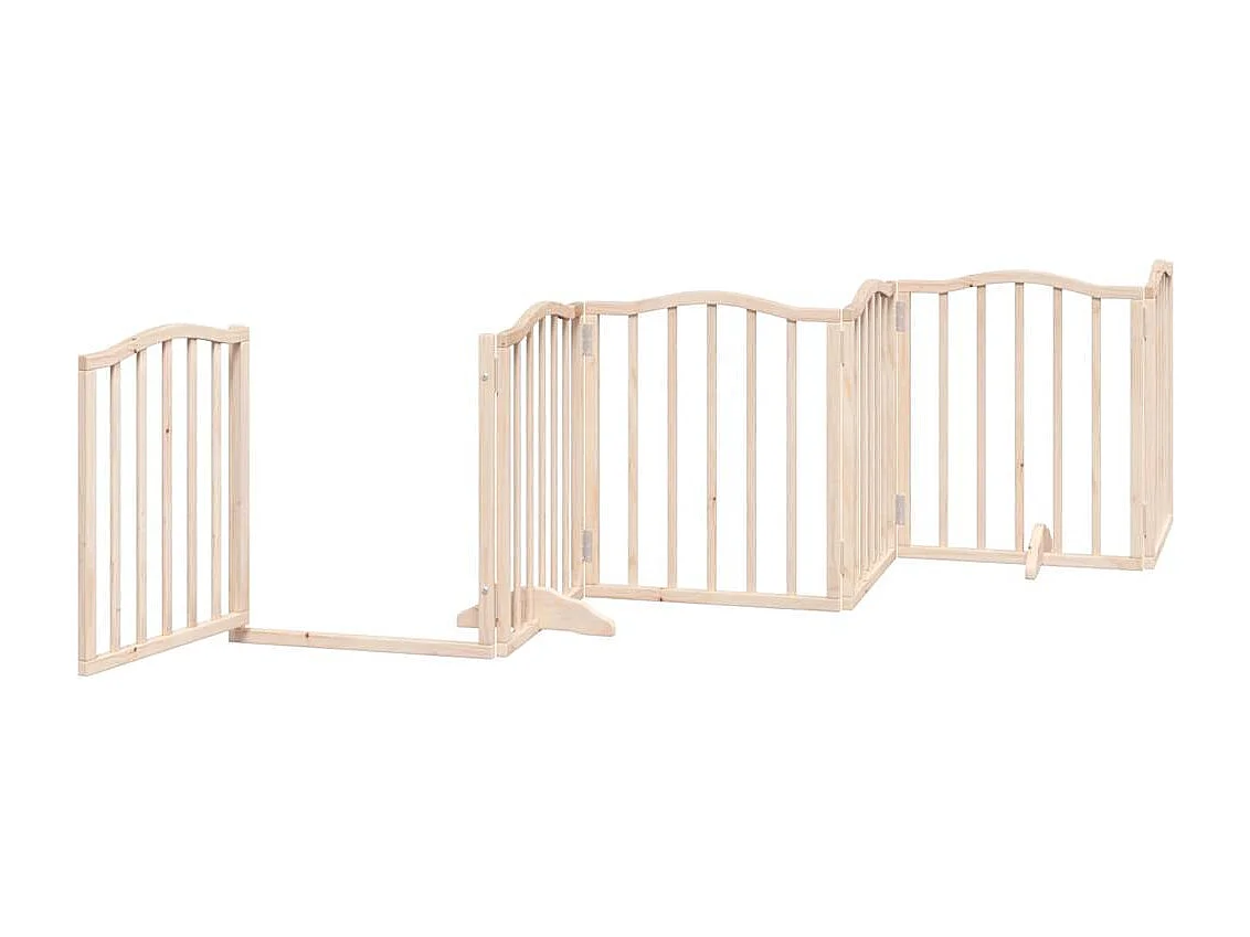 Barrière pour chiens avec porte 6 panneaux bois de peuplier