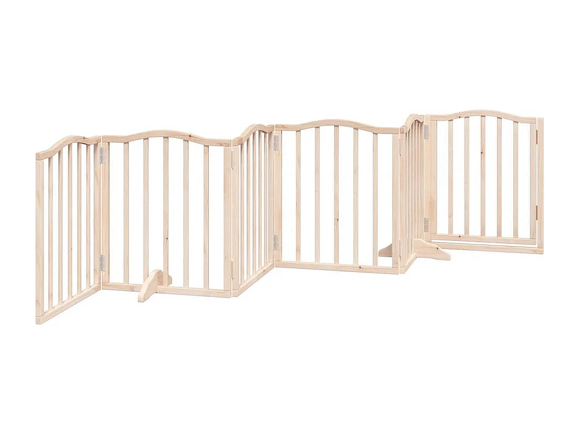 Barrière pour chiens avec porte 6 panneaux bois de peuplier