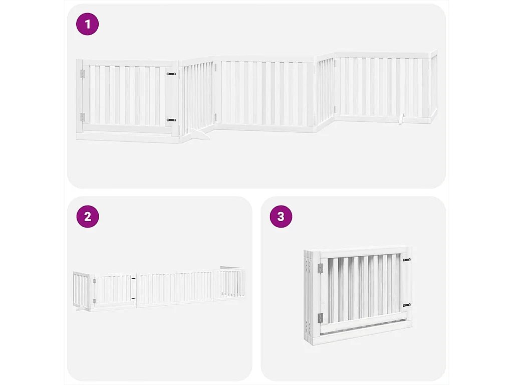 Barrière pour chien porte pliable 6 panneaux blanc bois peuplier