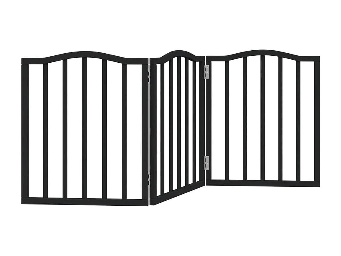 Portão para cães dobrável 3 painéis 150 cm álamo preto