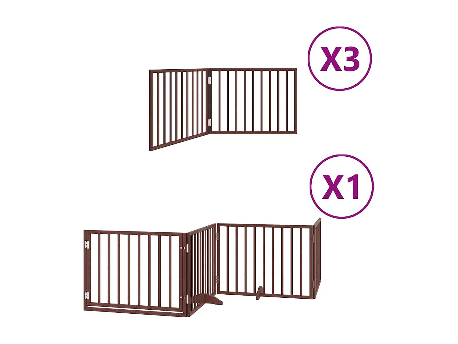 Barrière pour chien porte pliable 10 panneaux bois de peuplier