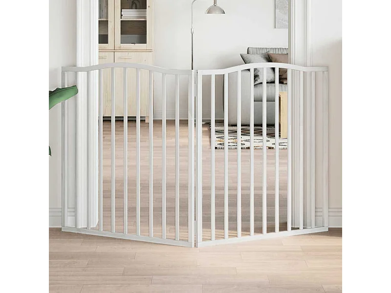 Puerta para perros plegable 2 paneles madera álamo blanca 160cm